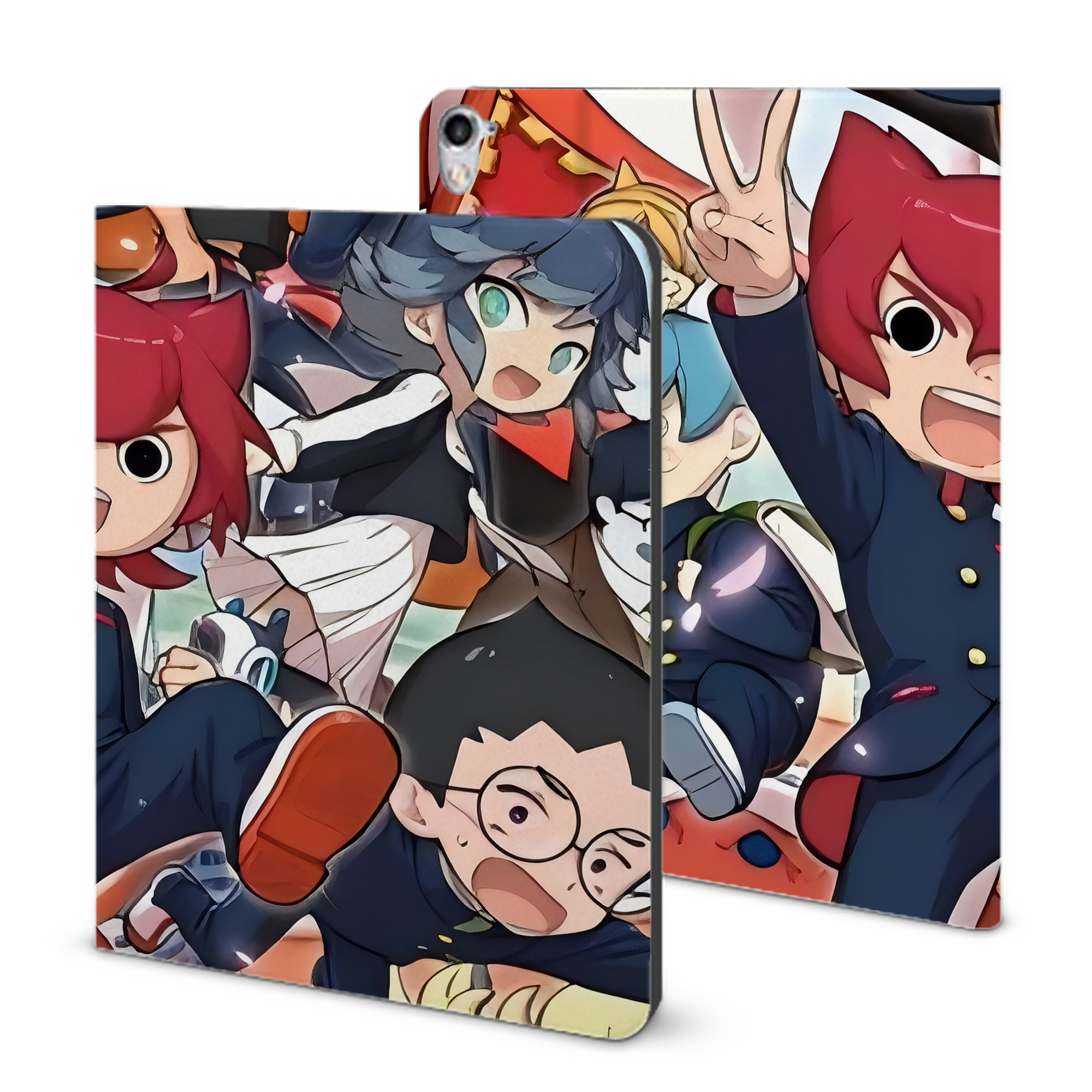 （画像用） 妖怪ウォッチ Yo-kai Watch IPad ケース ブック型 PUレザー TPU 耐衝撃 軽量 薄型 ペン収納なし 全面保護 IPad 各モデル対応